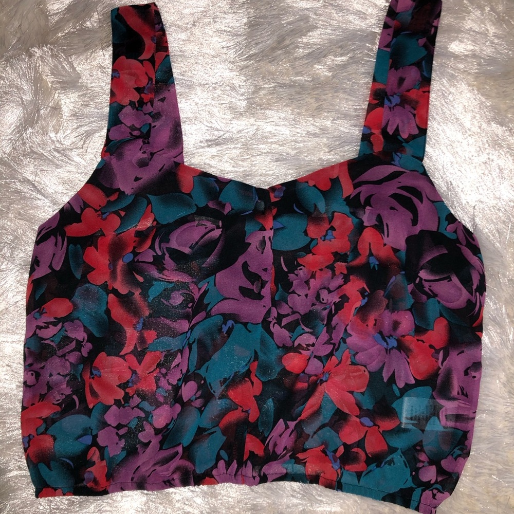 Floral button up crop